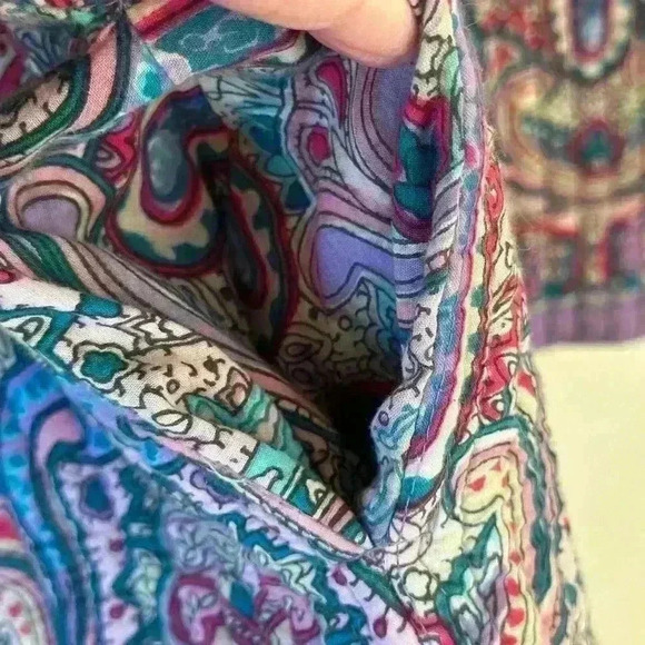 VTG Women’s Sz L Orvis Floral Reversible Quilted‎ Button Front Kimono Jacket - Picture 9 of 12